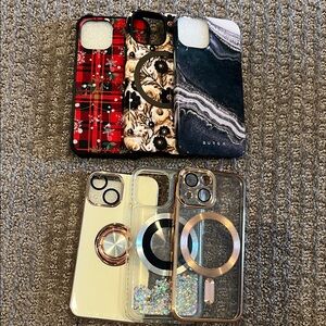 Stylish iPhone 13 mini Case bundle - Black, Gold, Red Designs